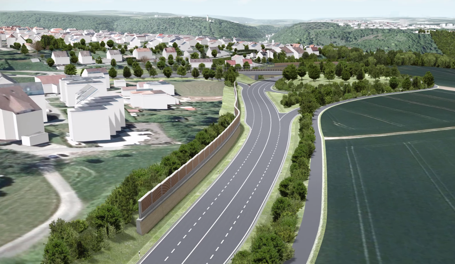 Visualisierung der B 32 bei Nordstetten