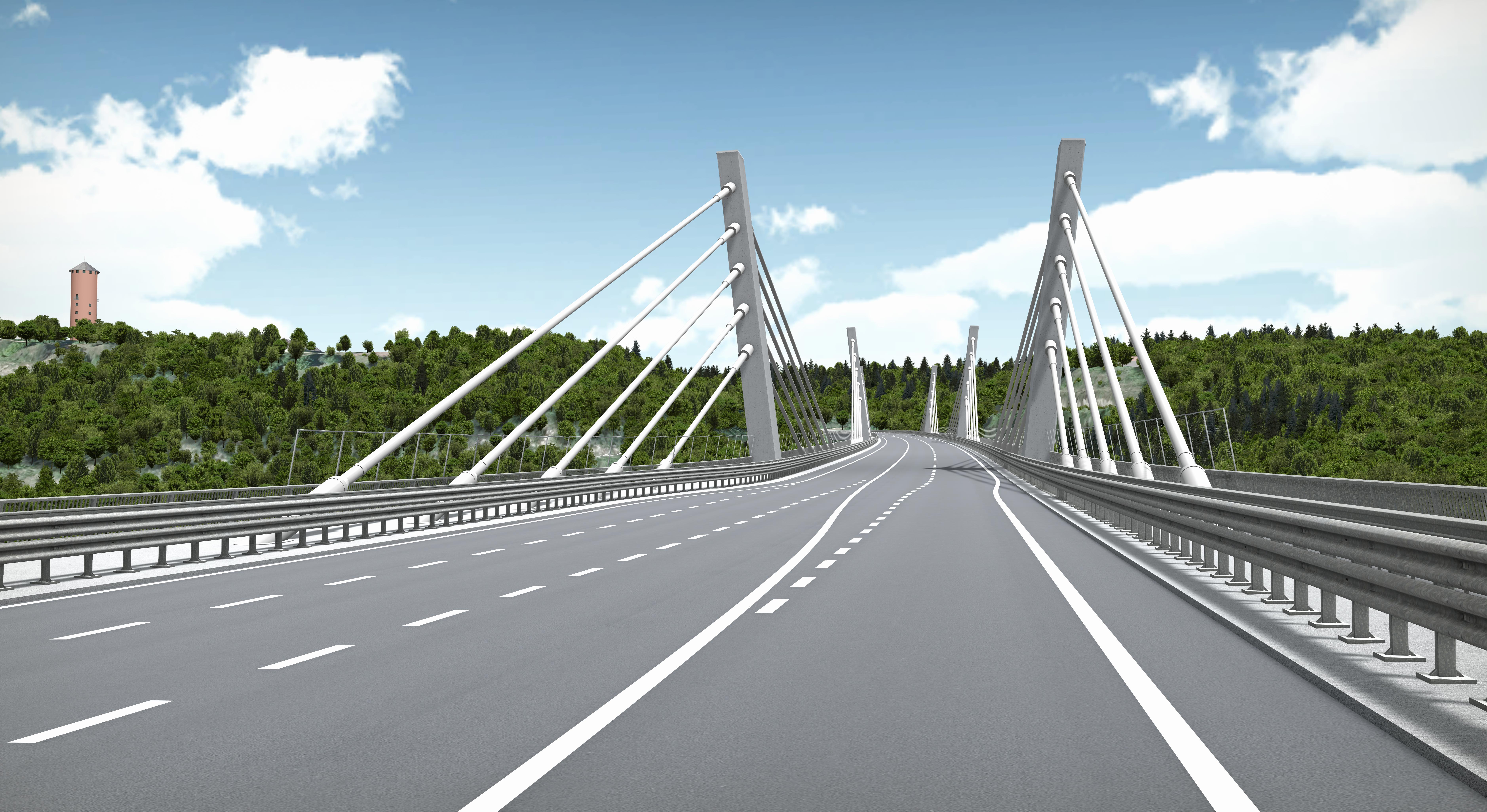 Bauabschnitt 3 - Fahrbahnquerschnitt - Visualisierung der Neckartalbrücke in Fahrtrichtung Rauschbart