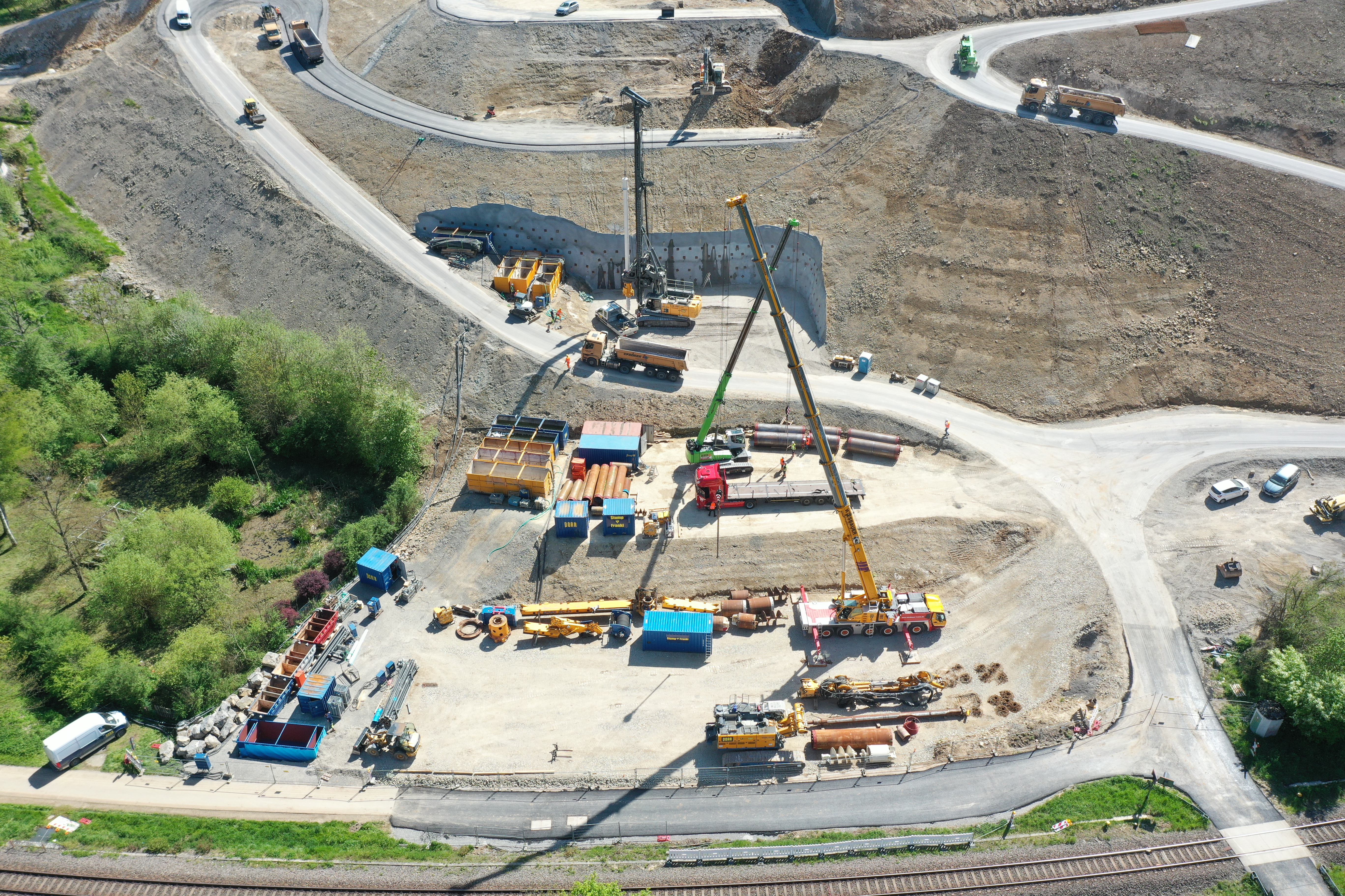 Ansicht der Baugrubenverbauten auf Seite Nordstetten