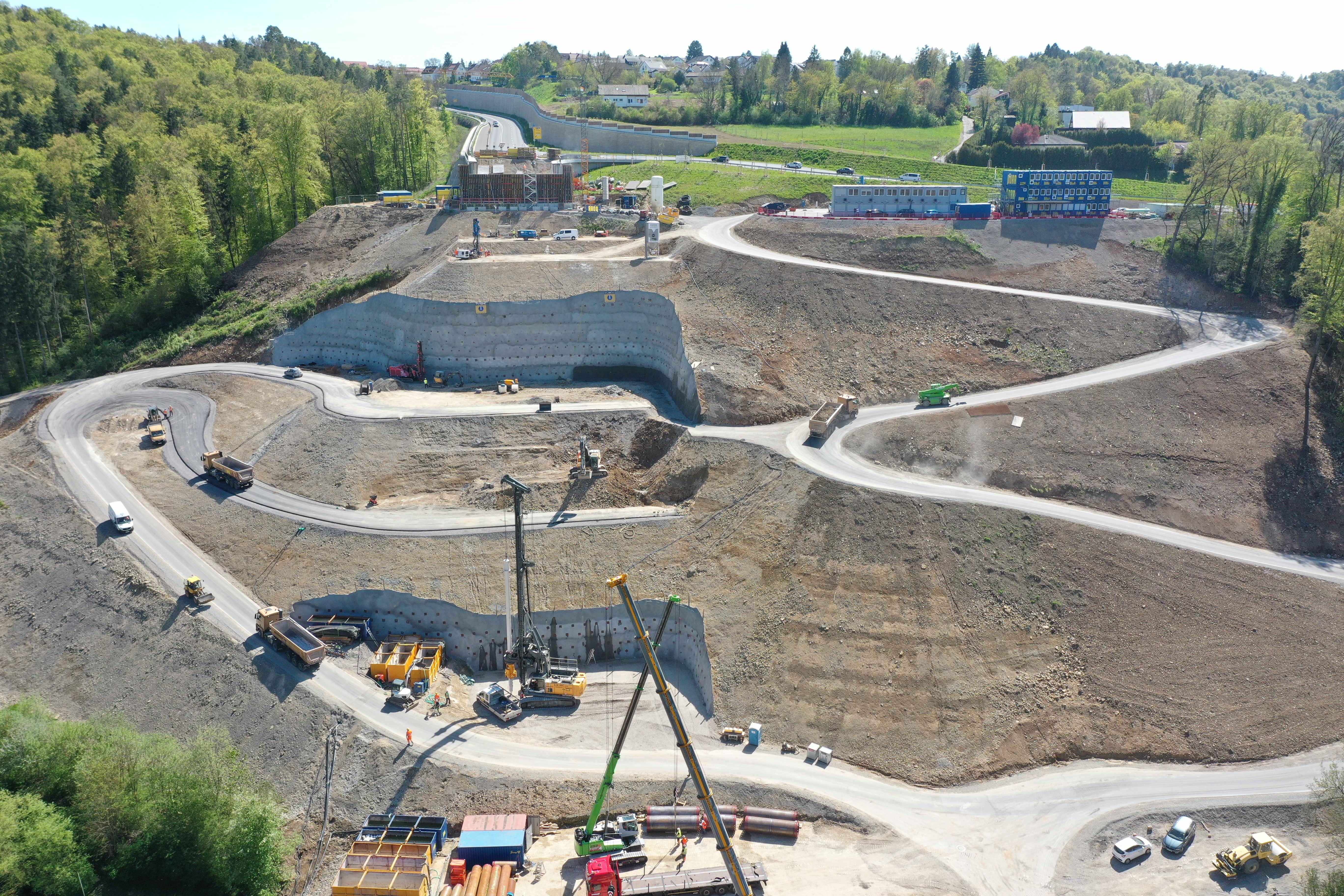 Ansicht der Baugrubenverbauten auf Seite Nordstetten